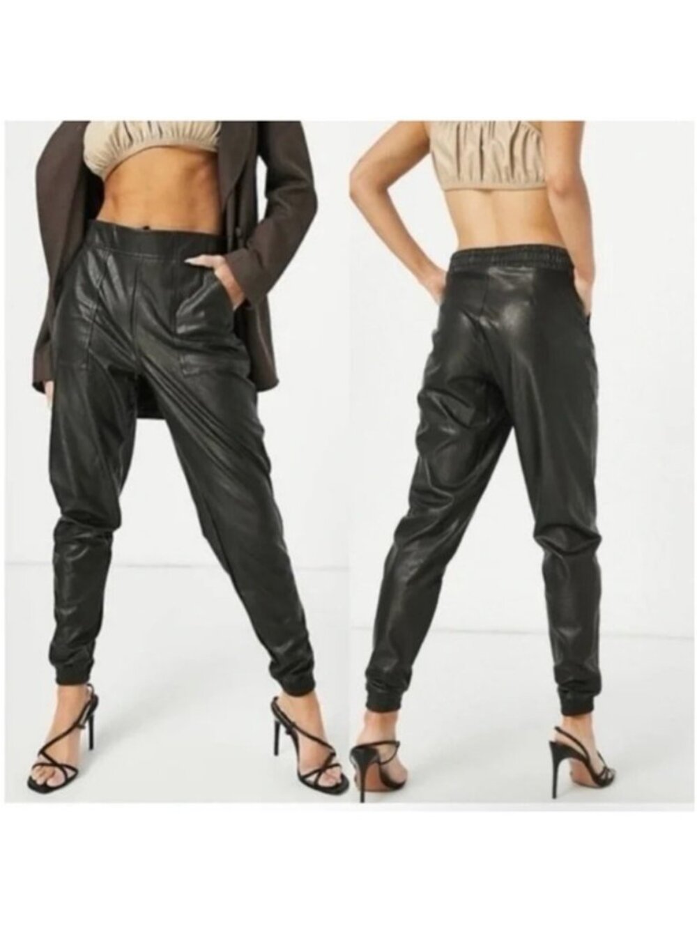SPANX Leather-Like Jogger Pant In Black Size XL